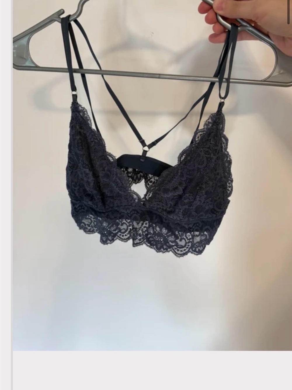 Lace Bralette with Strappy Back - Black